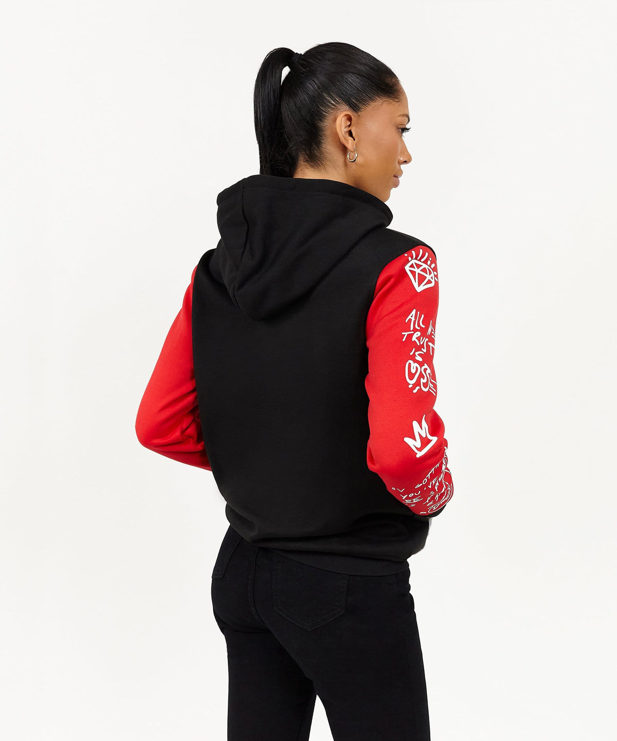 Reason Clothing Customer Favorite | Princeton Women's Graphic Pull-Over Long Sleeve Hoodie - Black