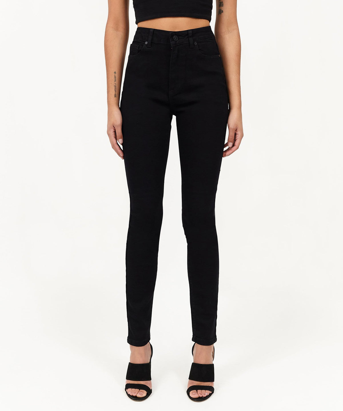 Reason Clothing Best Seller | Evelyn Women's High-Waist Super Skinny Jeans - Black