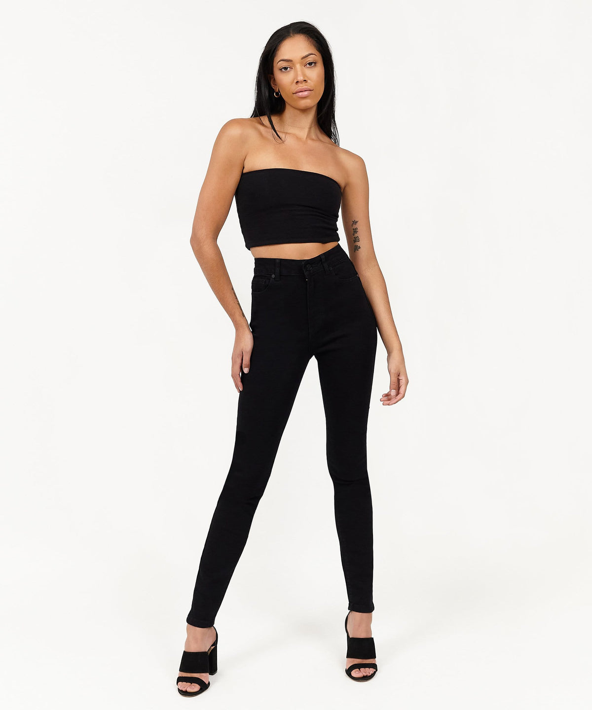 Reason Clothing Best Seller | Evelyn Women's High-Waist Super Skinny Jeans - Black