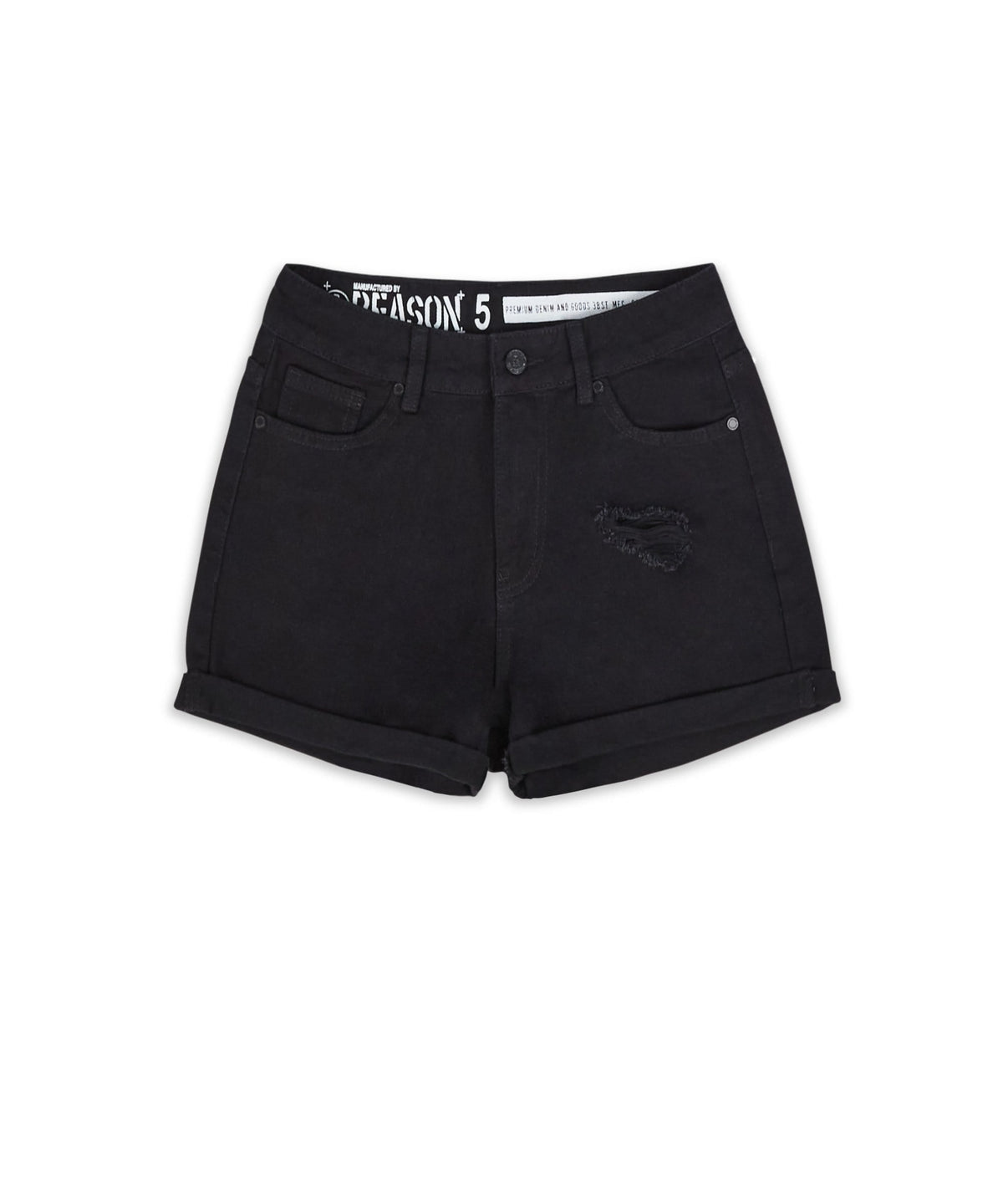 Reason Clothing Customer Favorite | After Hours Women's Distressed Denim Shorts - Black