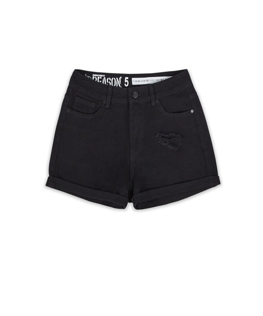 Reason Clothing Customer Favorite | After Hours Women's Distressed Denim Shorts - Black