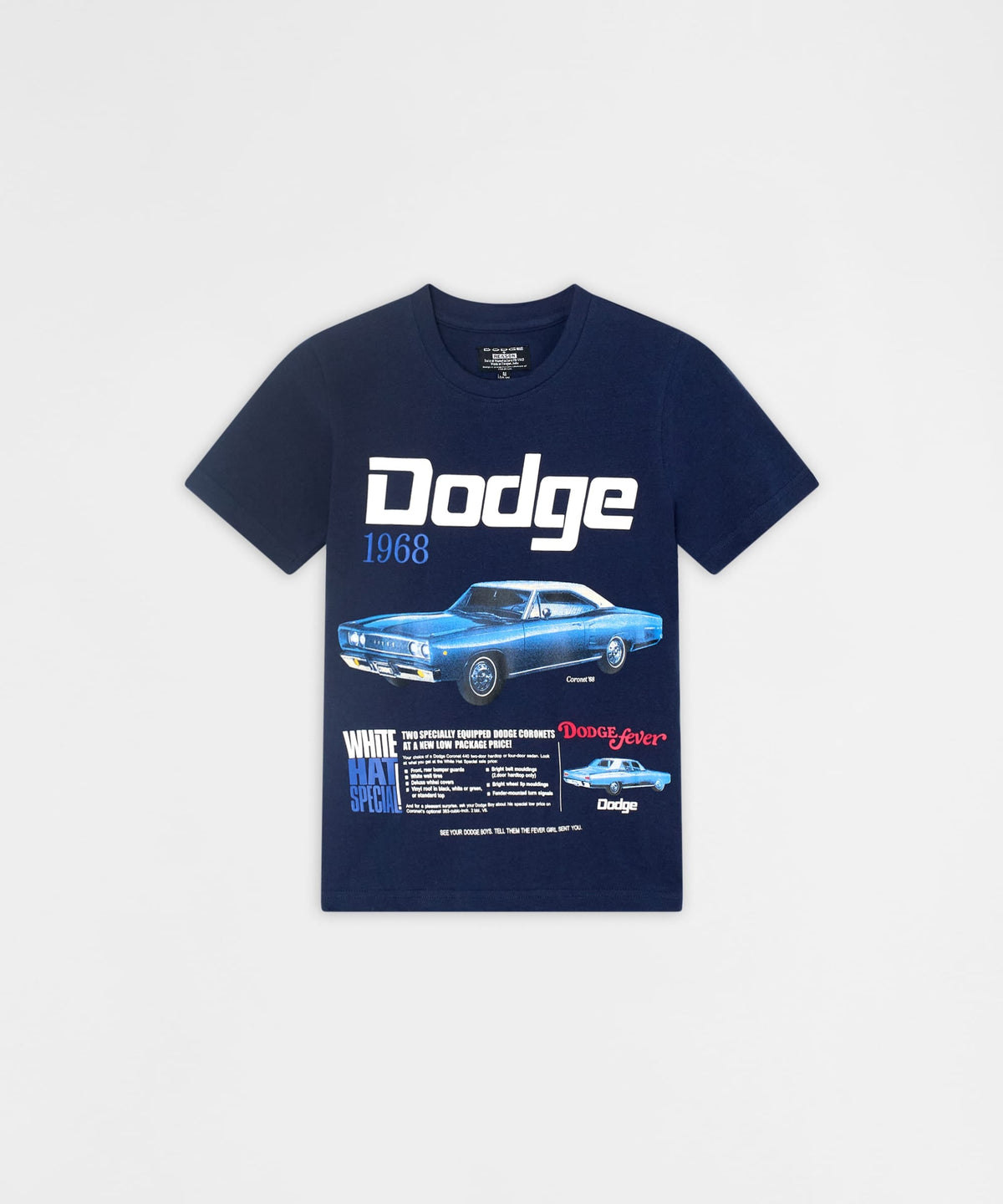 Reason Clothing New | Dodge White Hat Special Kid's Graphic Short Sleeve Tee - Dark Blue