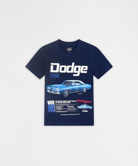 Reason Clothing New | Dodge White Hat Special Kid's Graphic Short Sleeve Tee - Dark Blue