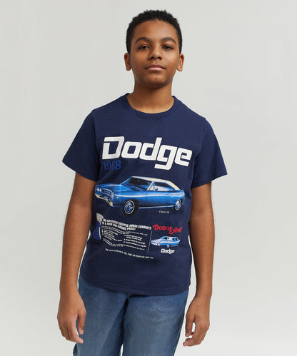 Reason Clothing New | Dodge White Hat Special Kid's Graphic Short Sleeve Tee - Dark Blue