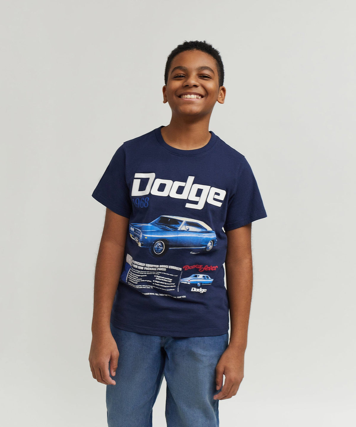 Reason Clothing New | Dodge White Hat Special Kid's Graphic Short Sleeve Tee - Dark Blue