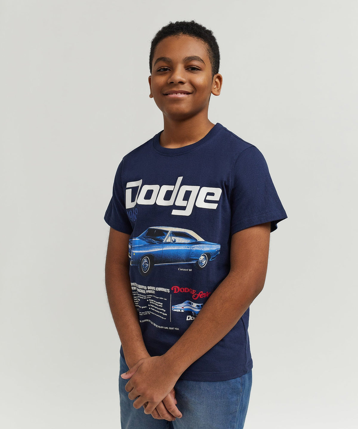 Reason Clothing New | Dodge White Hat Special Kid's Graphic Short Sleeve Tee - Dark Blue