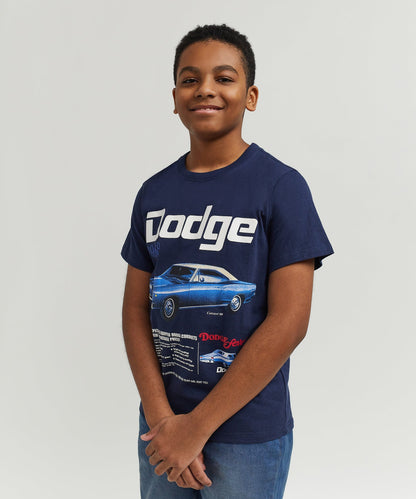 Reason Clothing New | Dodge White Hat Special Kid's Graphic Short Sleeve Tee - Dark Blue