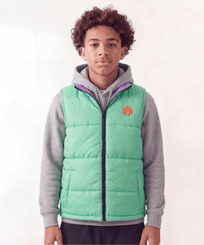 Reason Clothing Essential | Fresh Start Kid's Reversible Puffer Vest - Sage