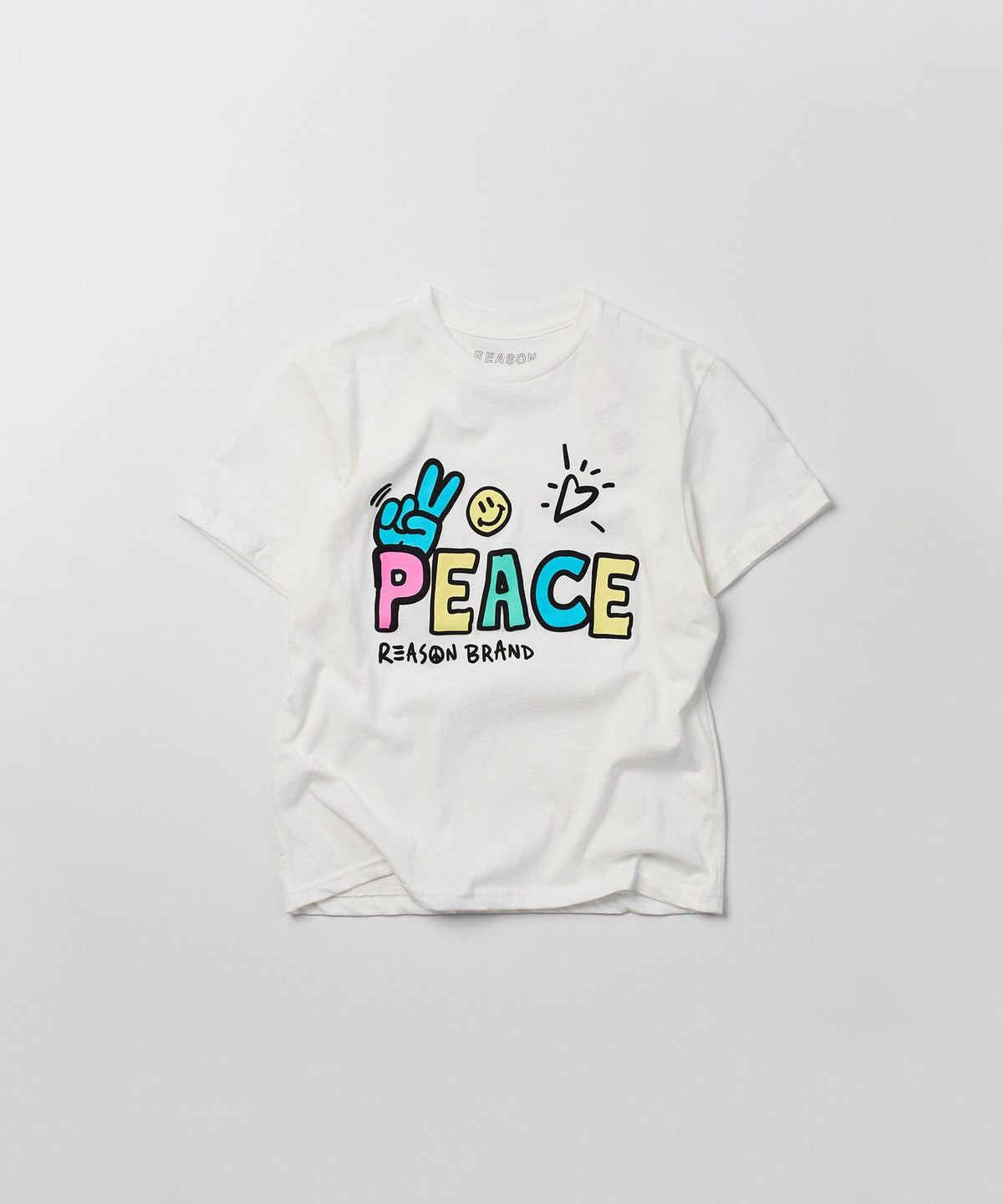 Reason Clothing Popular | Peace Kid's Graphic Short Sleeve Tee - White