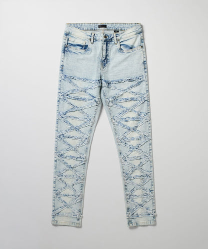 Reason Clothing Essential | Crisscross Kids Distressed Skinny Jeans - Light Blue