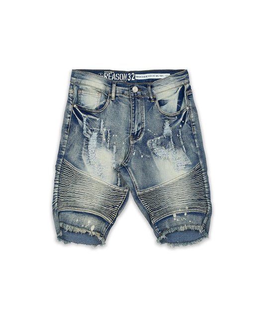 Reason Clothing Classic | Kids Mini Hiram Denim Shorts - Blue