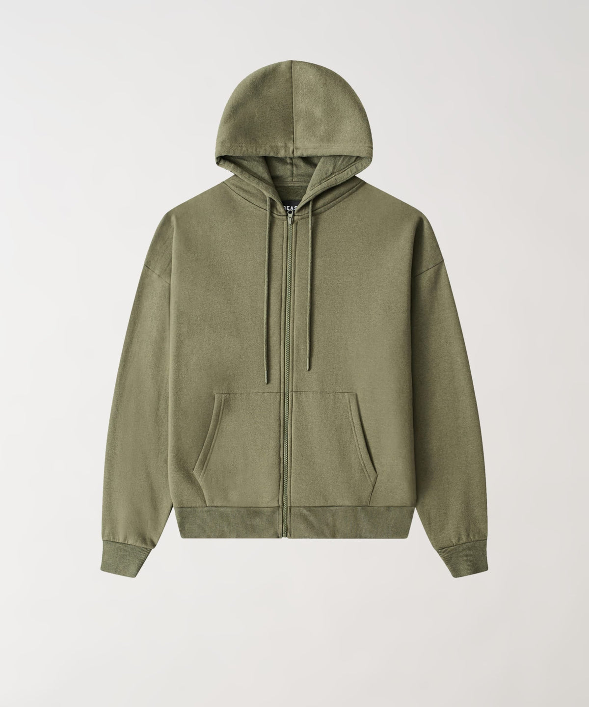 Reason Clothing Top Pick | Essential Boxy Fit Zip Up Hoodie - Olive Green