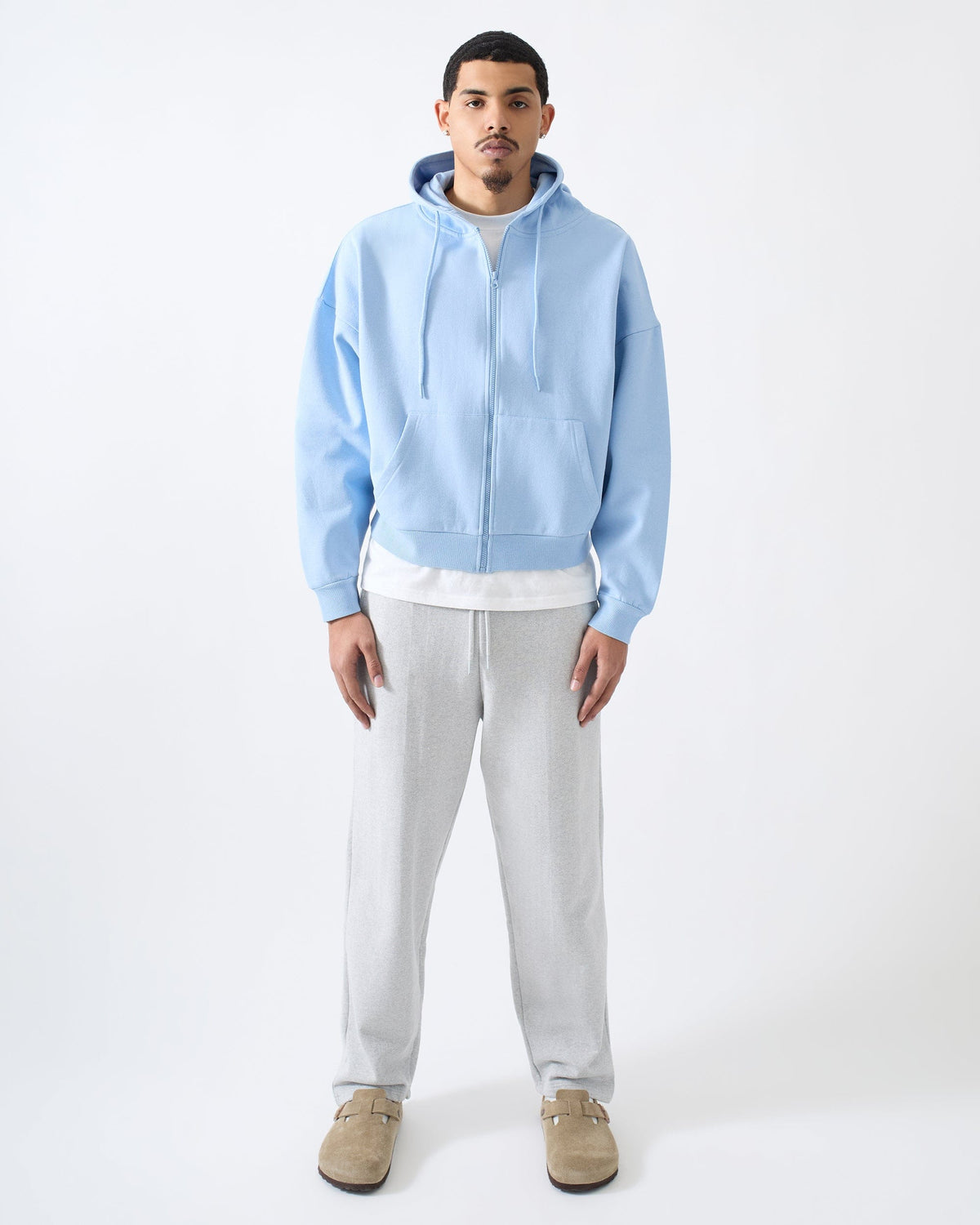 Reason Clothing Deals | Essential Boxy Fit Zip Up Hoodie - Blue
