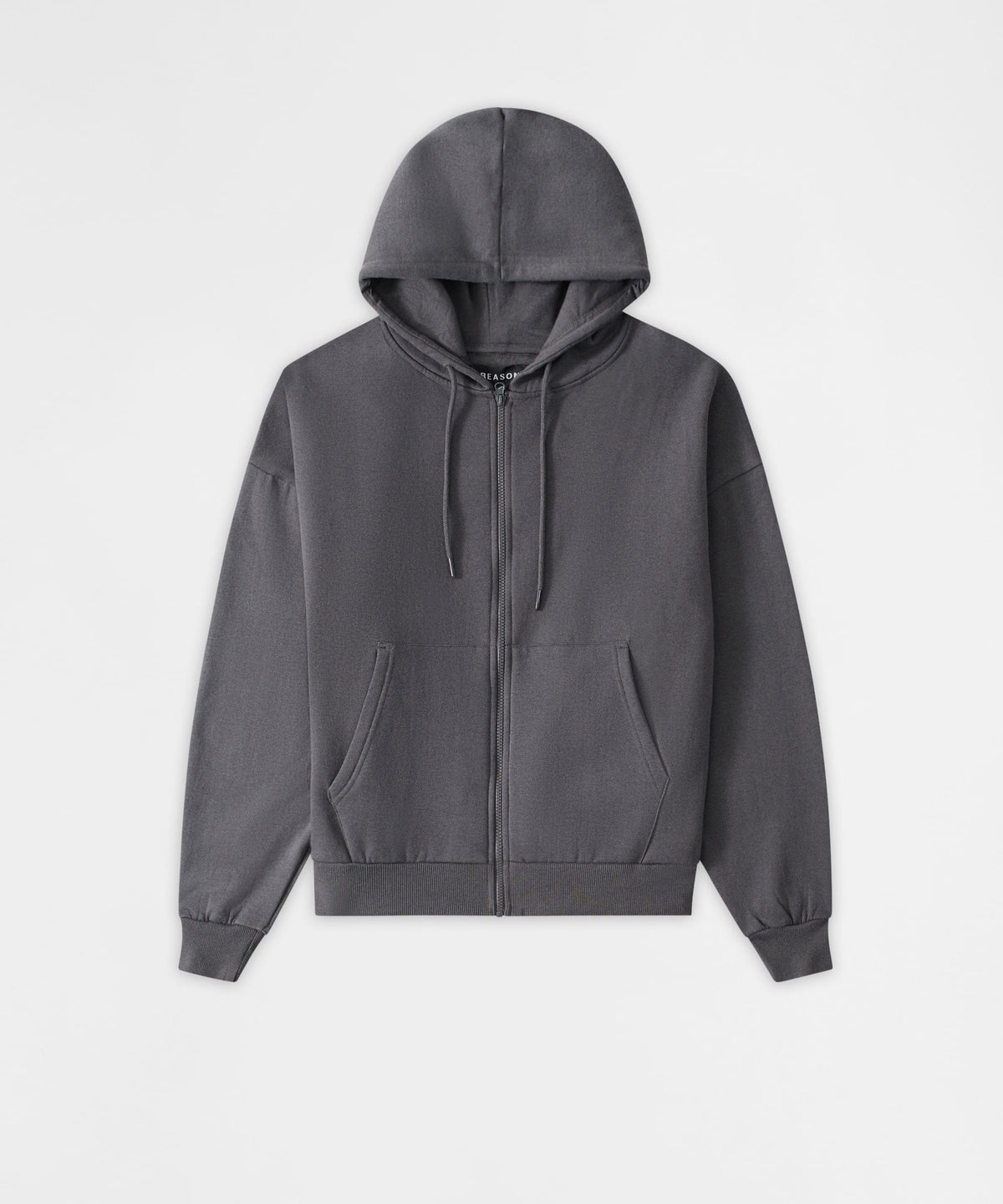 Reason Clothing Deals | Essential Boxy Fit Zip Up Hoodie - Dark Grey