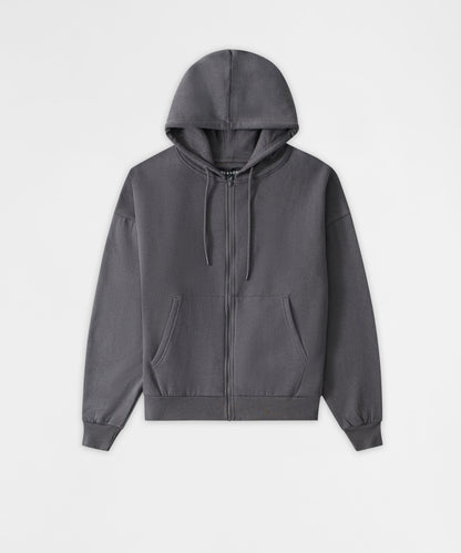 Reason Clothing Deals | Essential Boxy Fit Zip Up Hoodie - Dark Grey