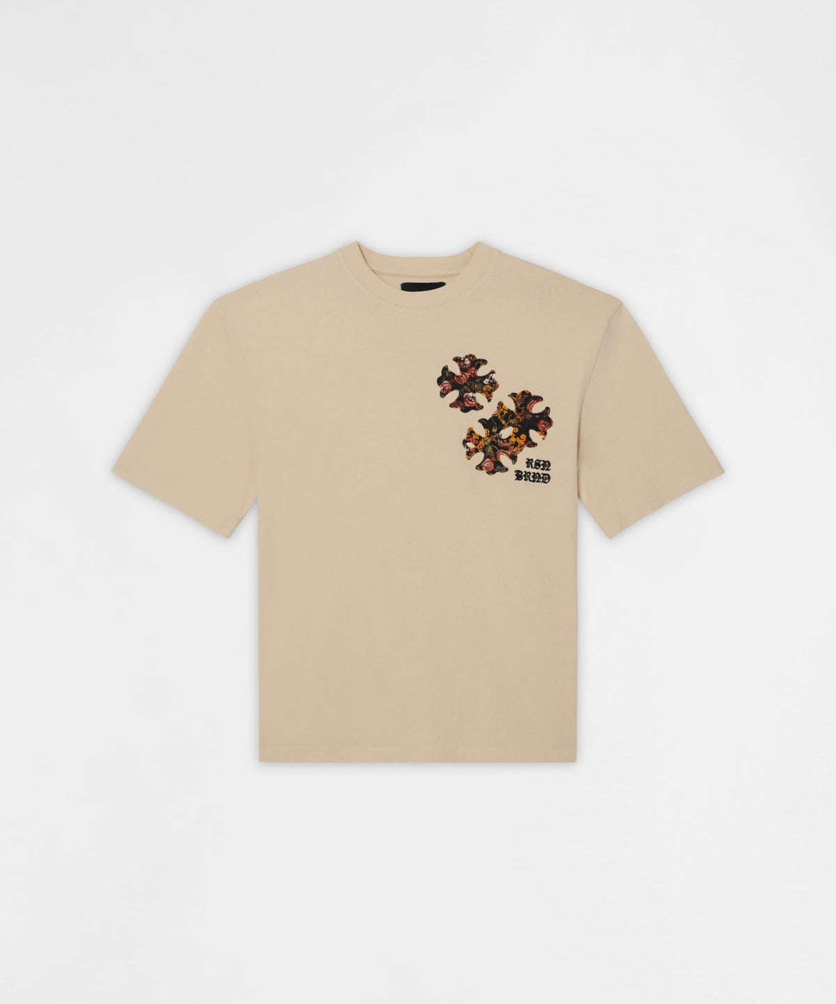 Reason Clothing Latest | Cross Applique Short Sleeve Tee - Cream