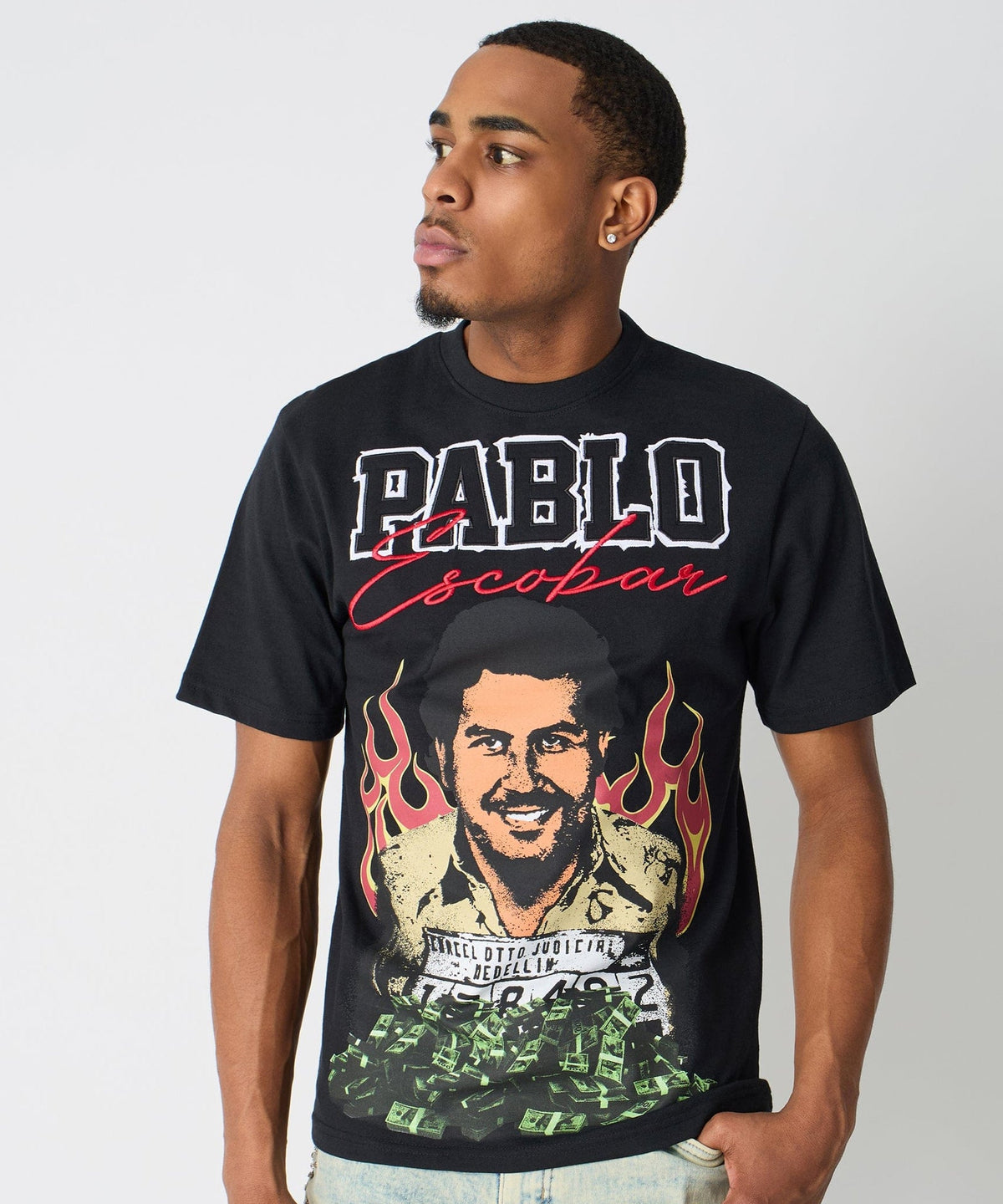 Reason Clothing Trusted | Pablo Escobar Mugshot Graphic Short Sleeve Tee - Black