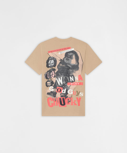 Reason Clothing Best Seller | Chucky Eat Your Heart Out Embroidered Short Sleeve Tee - Khaki