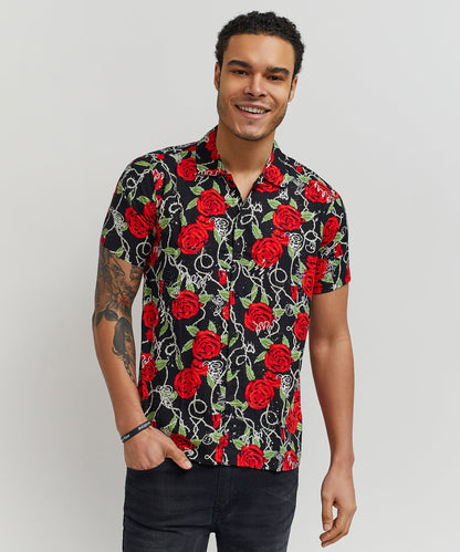 Reason Clothing Latest | Harper Shirt Allover Print Short Sleeve Button Down Shirt