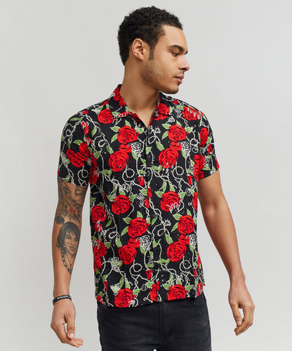 Reason Clothing Latest | Harper Shirt Allover Print Short Sleeve Button Down Shirt