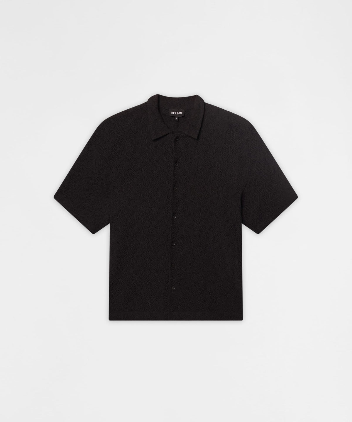 Reason Clothing Great Value | Textured Honey Comb Button Down Shirt - Black