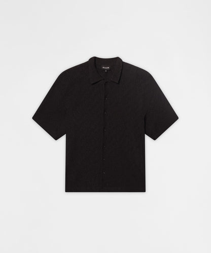 Reason Clothing Great Value | Textured Honey Comb Button Down Shirt - Black
