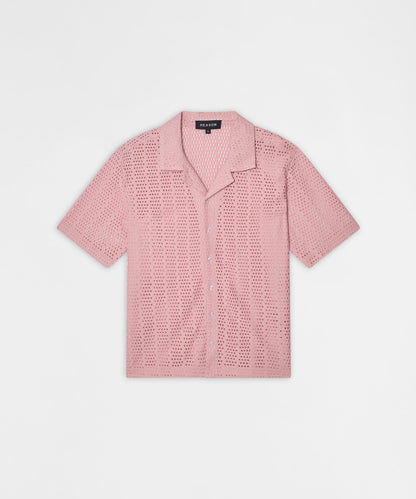 Reason Clothing Featured | Riviera Button Down Knit Short Sleeve Shirt - Pink