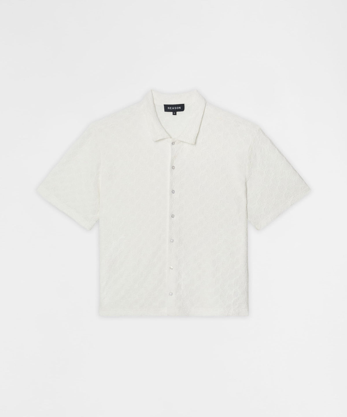Reason Clothing Top Pick | Textured Honey Comb Button Down Shirt - White