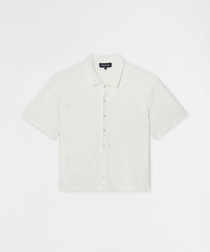 Reason Clothing Top Pick | Textured Honey Comb Button Down Shirt - White