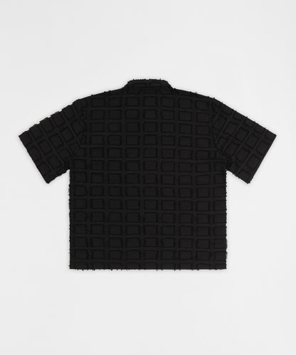 Reason Clothing Deals | Textured Grid Pattern Button Down Shirt - Black