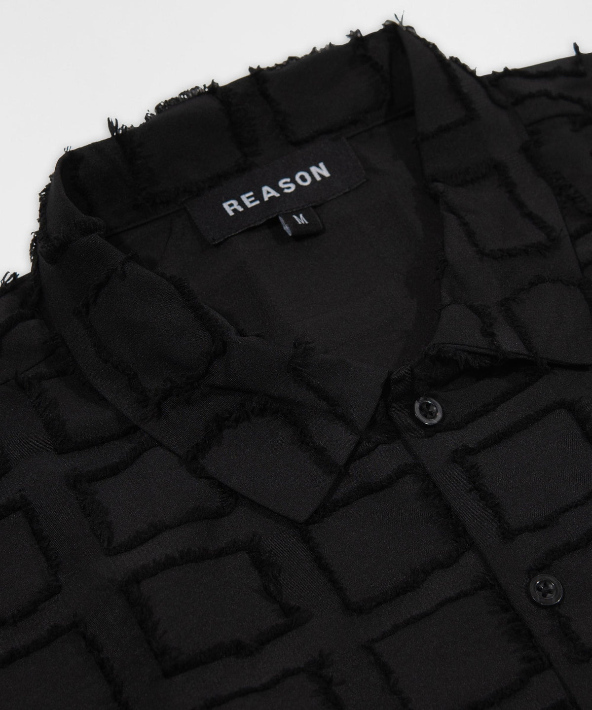 Reason Clothing Deals | Textured Grid Pattern Button Down Shirt - Black