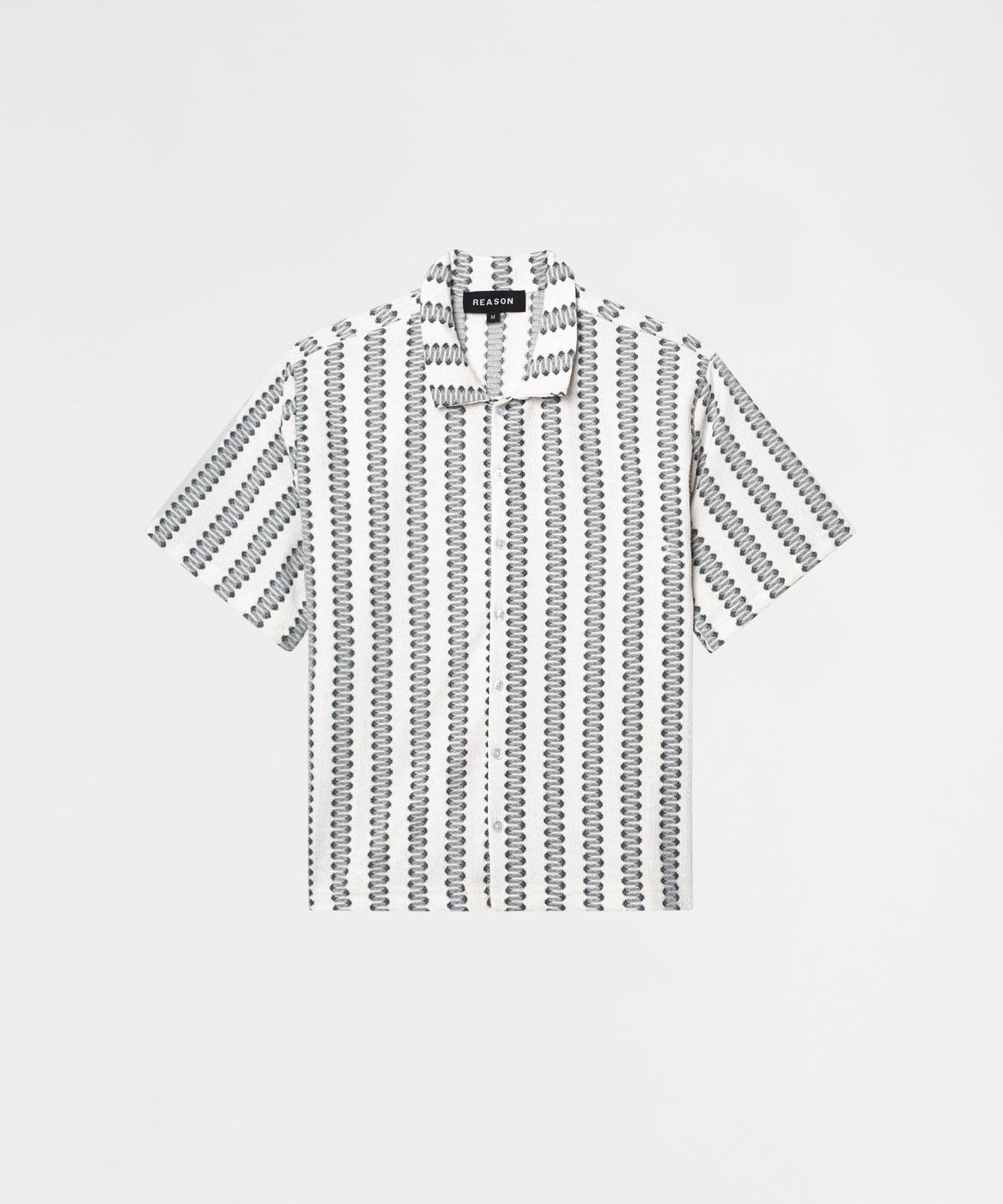 Reason Clothing Value | Textured Streamlined Button Down Shirt - Grey White
