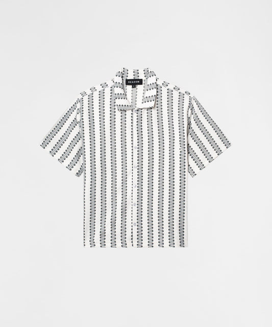 Reason Clothing Value | Textured Streamlined Button Down Shirt - Grey White