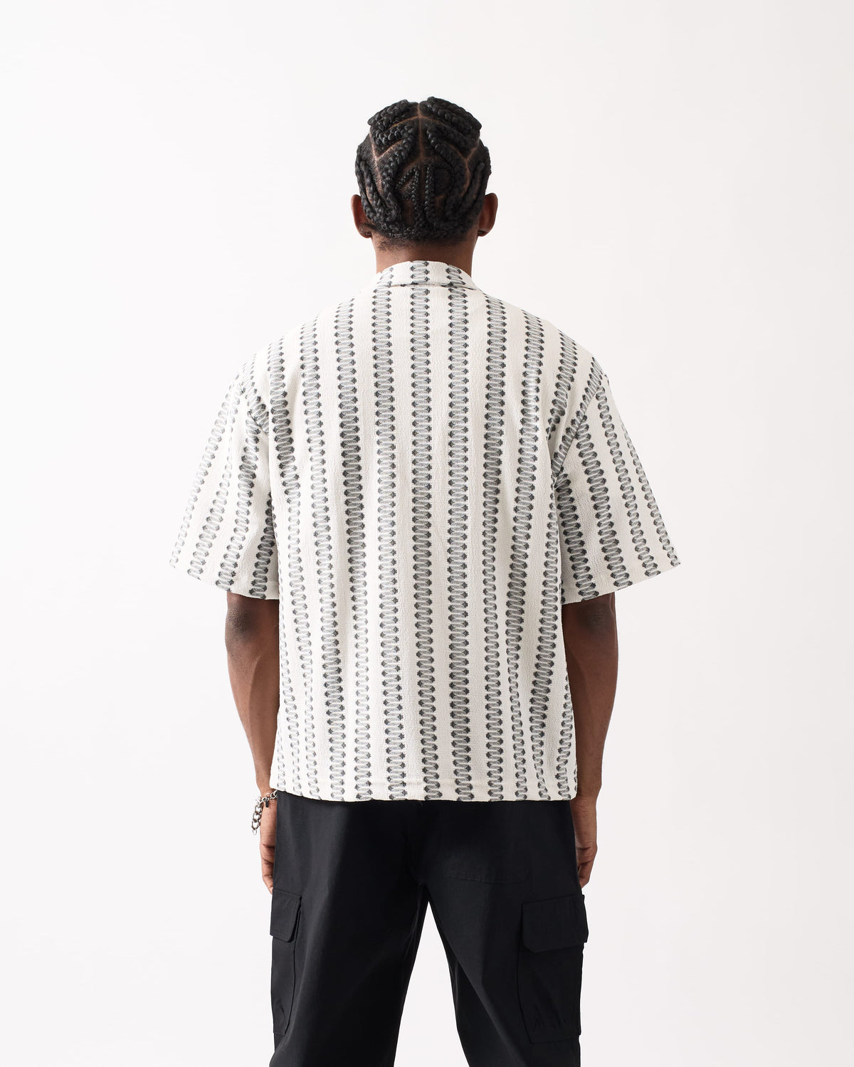 Reason Clothing Value | Textured Streamlined Button Down Shirt - Grey White