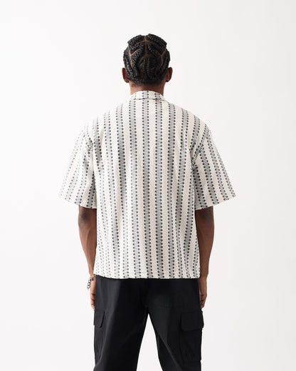 Reason Clothing Value | Textured Streamlined Button Down Shirt - Grey White