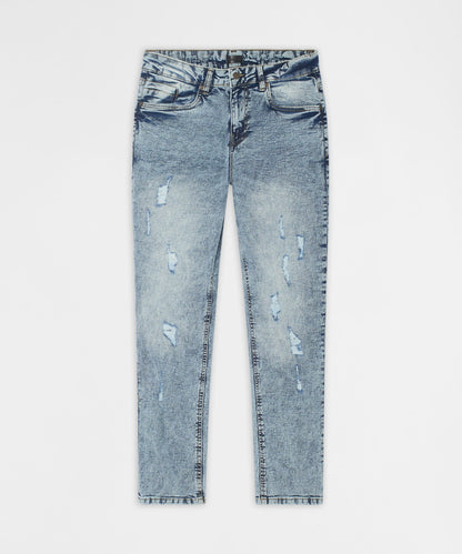 Reason Clothing Popular | Vintage Distressed Skinny Jeans - Blue
