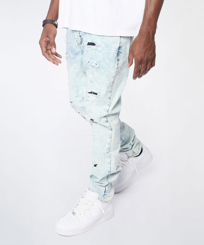 Reason Clothing Recommended | Bleached Out Distressed Skinny Jean - Light Blue