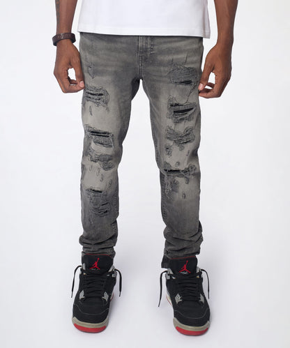Reason Clothing Customer Favorite | Breakaway Distressed Skinny Jeans - Dark Grey
