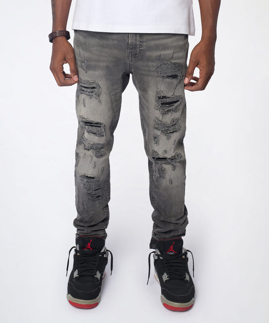 Reason Clothing Customer Favorite | Breakaway Distressed Skinny Jeans - Dark Grey