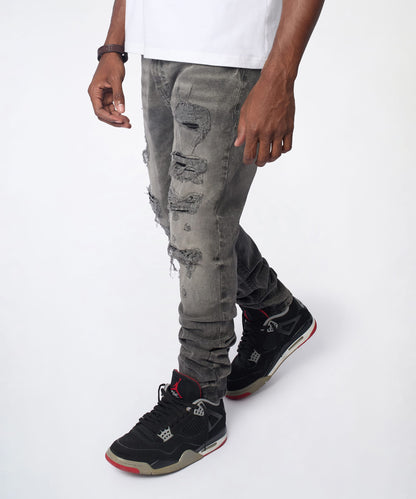 Reason Clothing Customer Favorite | Breakaway Distressed Skinny Jeans - Dark Grey