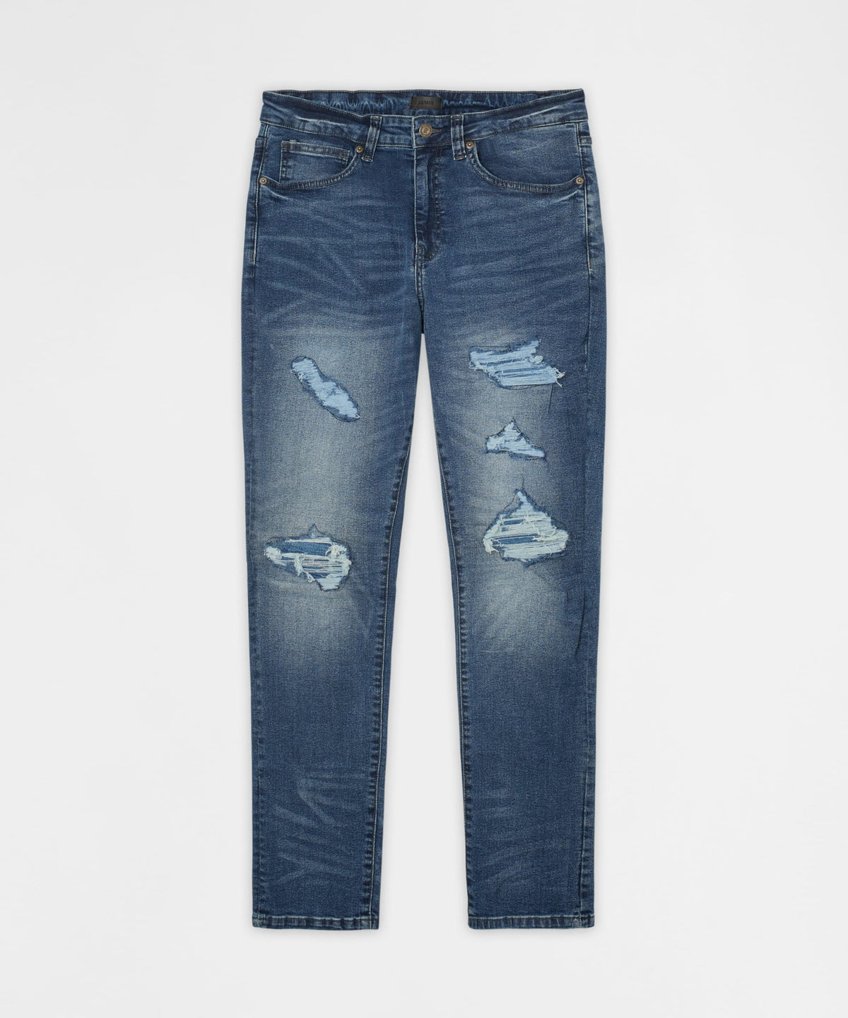Reason Clothing Best Price | Classic Distressed Skinny Jeans - Medium Indigo
