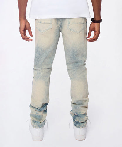 Reason Clothing Deals | Shredded Moto Distressed Skinny Jeans - Medium Indigo