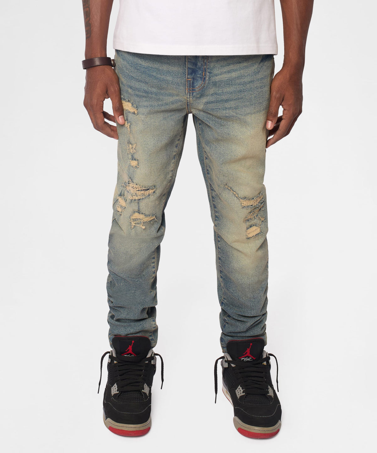 Reason Clothing Discount | Drifter Distressed Skinny Jeans - Medium Indigo