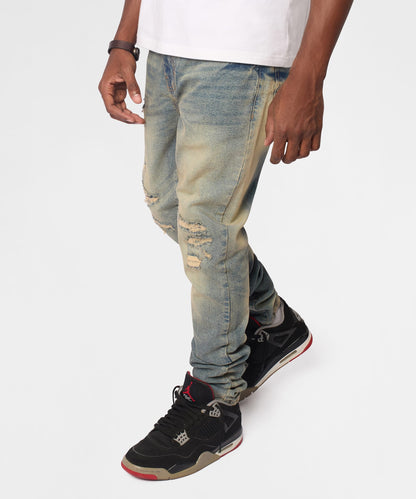 Reason Clothing Discount | Drifter Distressed Skinny Jeans - Medium Indigo