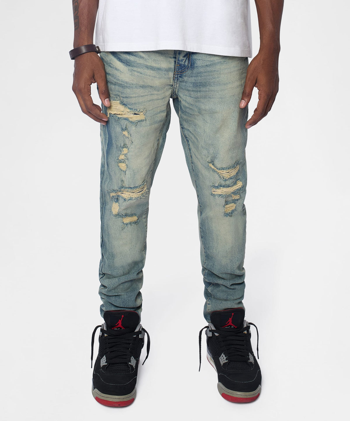 Reason Clothing Discount | Drifter Distressed Skinny Jeans - Medium Indigo