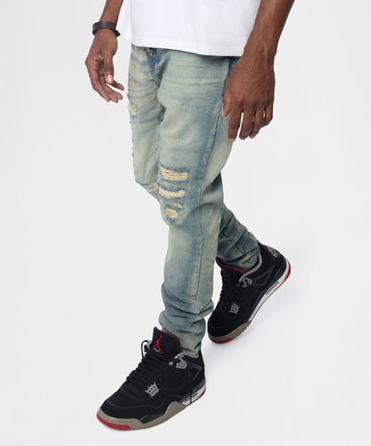 Reason Clothing Discount | Drifter Distressed Skinny Jeans - Medium Indigo