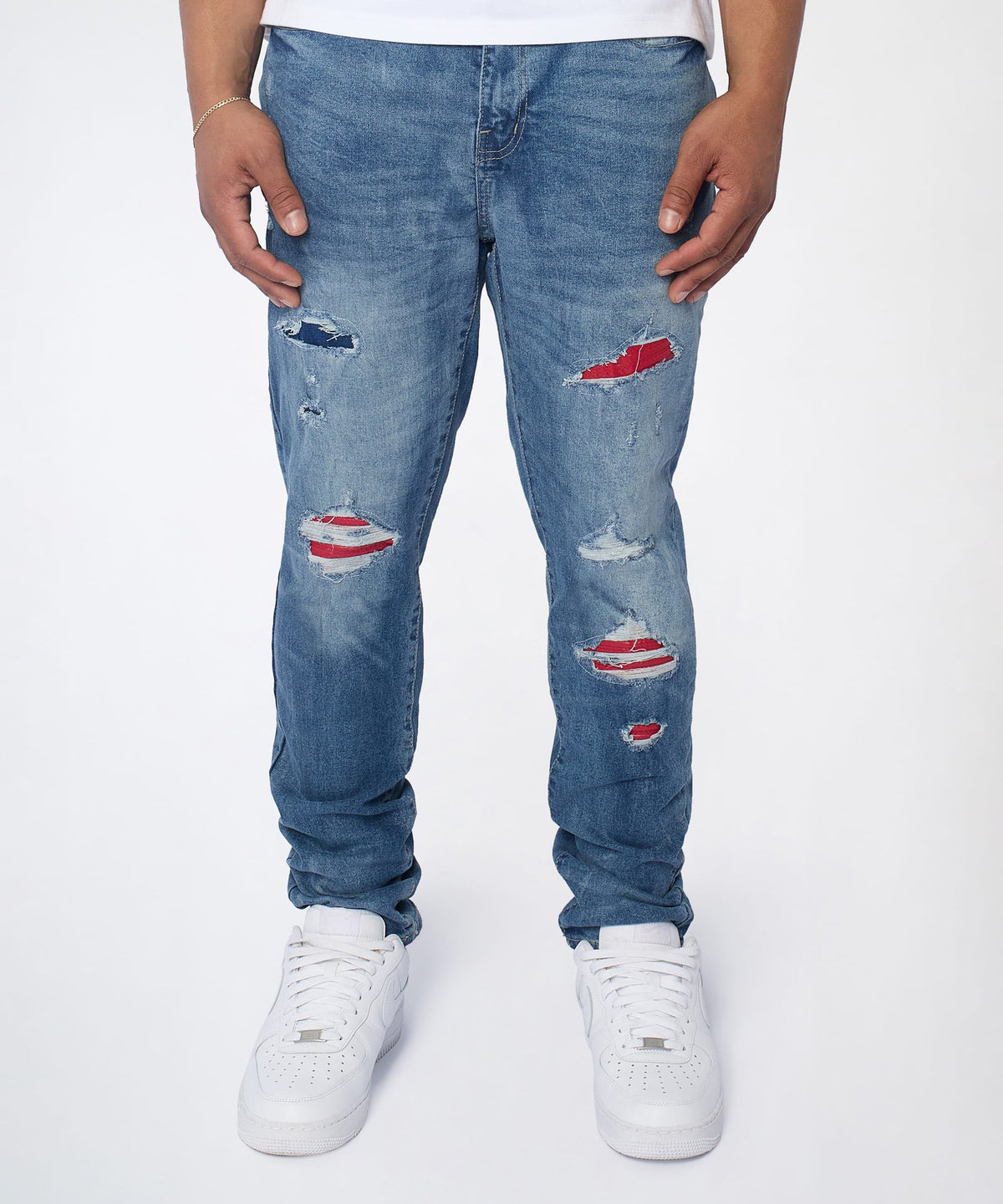 Reason Clothing Customer Favorite | Rebel Distressed Skinny Jeans - Medium Indigo