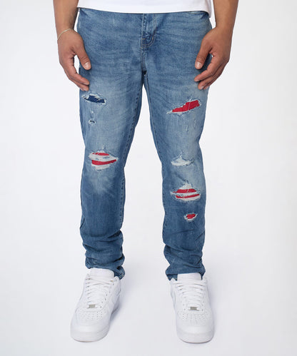 Reason Clothing Customer Favorite | Rebel Distressed Skinny Jeans - Medium Indigo