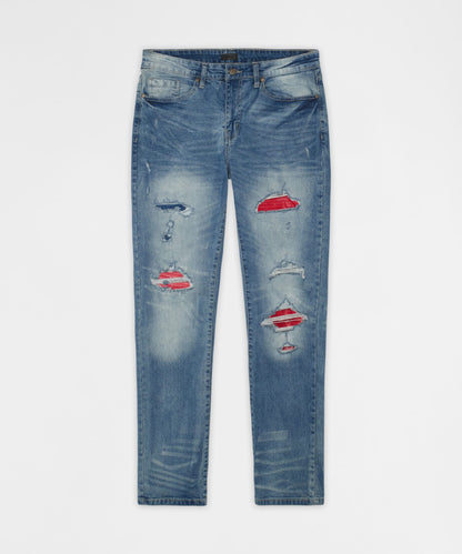 Reason Clothing Customer Favorite | Rebel Distressed Skinny Jeans - Medium Indigo