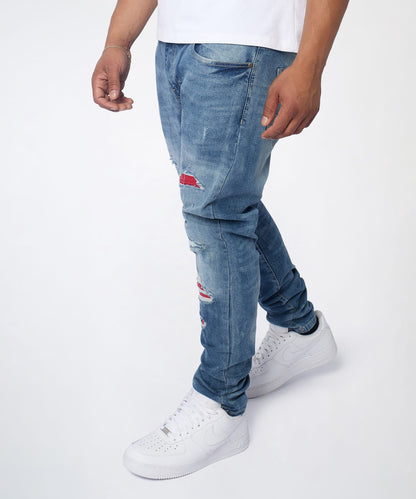 Reason Clothing Customer Favorite | Rebel Distressed Skinny Jeans - Medium Indigo